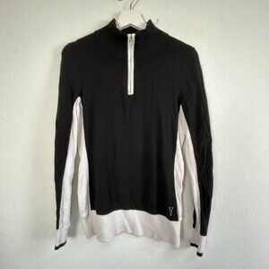 Golfino Womens Black & White 1/4 Zip Knit Pullover Sweater Size 6 Lightweight